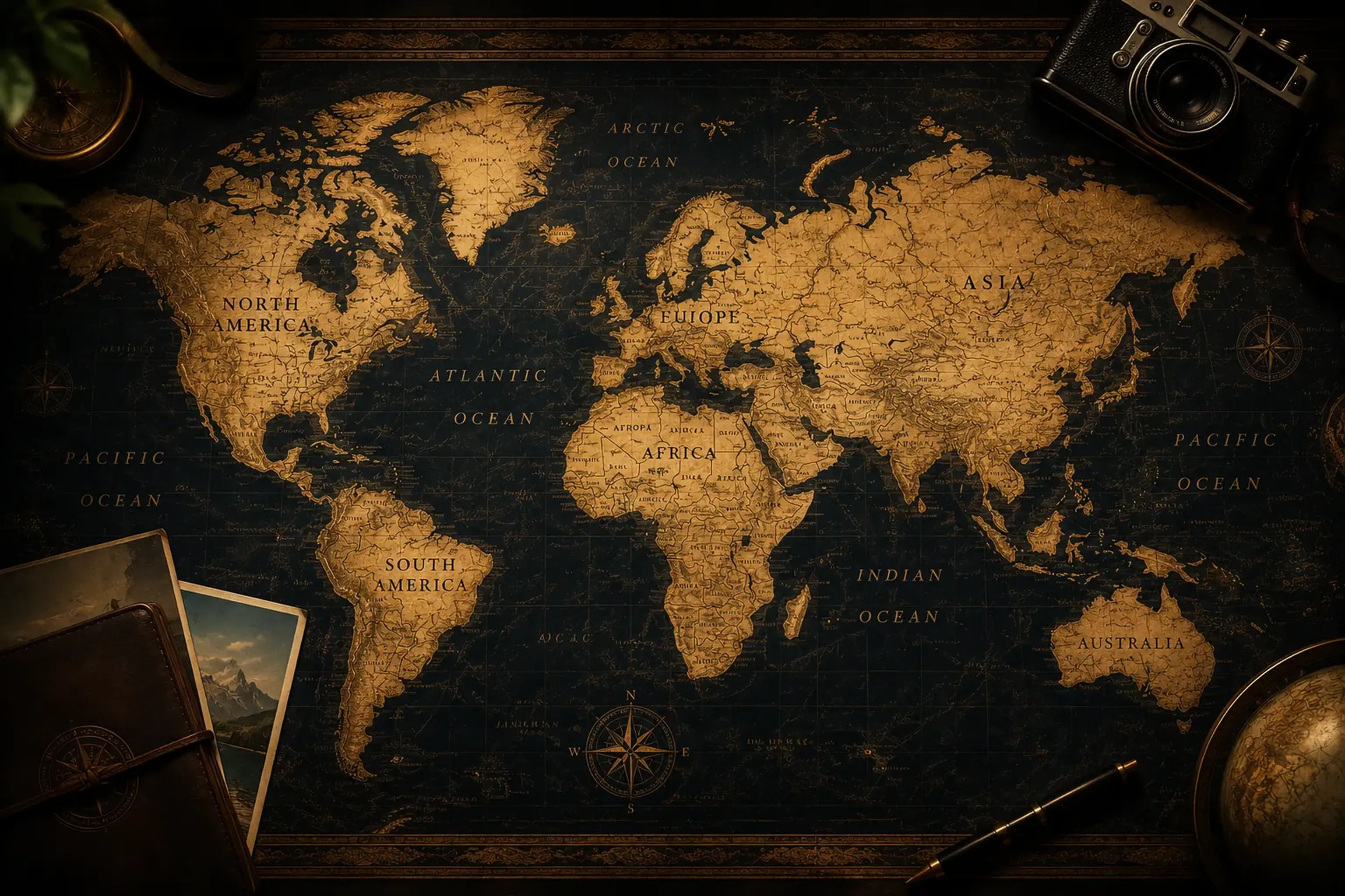 Vintage-style world map